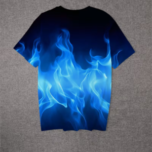 Boys' Fashionable Sports Blue Flame Print T-Shirt