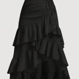 29.46cm Breathable Vintage-Style Black Skirt