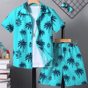 Boys' Clothing Set Featuring a Beach-Themed Design