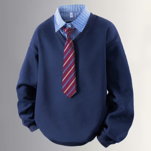 Business Style Striped Collar Sweatshirt for Men Casual Outerwear Top