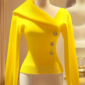 Women's Bright Mustard-Yellow Elegant Sweater