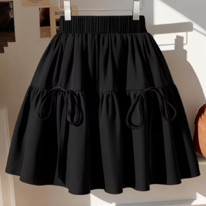 Women's Ruffled Flared Bow Tie Double-layer Spliced Ruffled Skirt