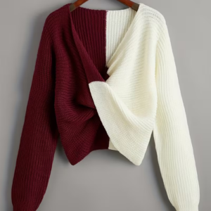 Women's Statement Knotted Color-Block Sweater