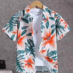 Boys' Tropical Hawaiian Floral Print Casual Shirt